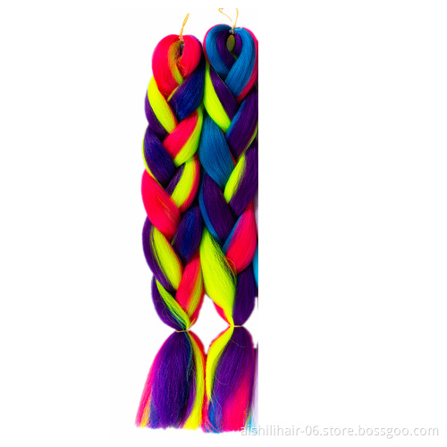 Aishili wholesale cheap 24inches 100g jumbo braiding candy blend color crochet hair extensions synthetic hair braiding